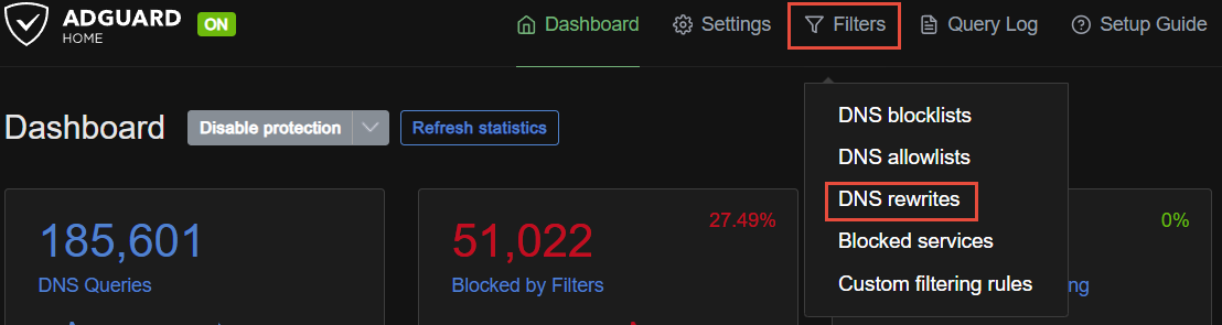 DNS rewrites