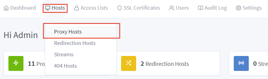 Create a new proxy
host