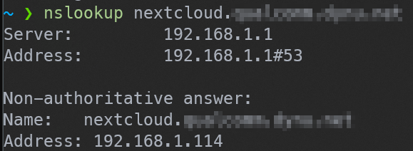 nslookup results